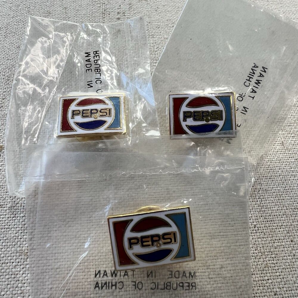 3 Vintage PEPSI LOGO Pin Lapel Hat Logo Advertisement Pinback PEPSI-COLA Pins